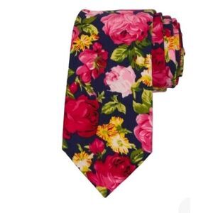 1670 Mens Slim Floral Tie 2.5 Cotton Navy Pink Green Summer Fashion Necktie New